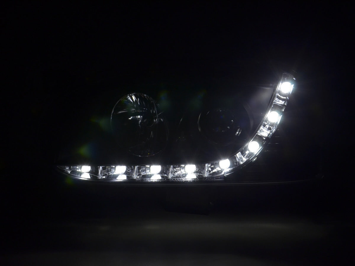 Scheinwerfer Set Daylight LED Tagfahrlicht VW Golf 3 91-97 schwarz für Rechtslenker Scheinwerfer Set Daylight LED Tagfahrlicht VW Golf 3 91-97 schwarz für Rechtslenker